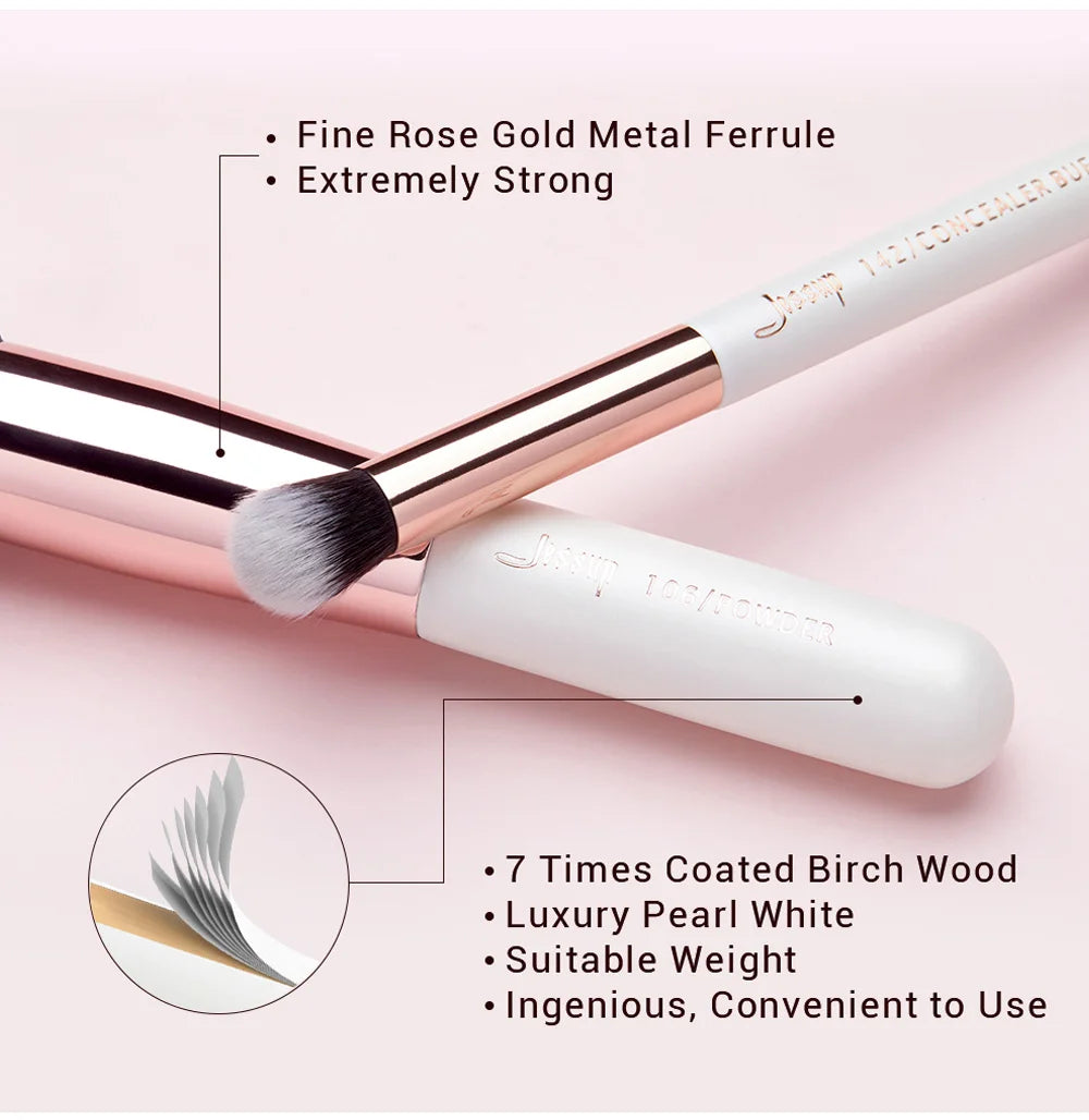 Jessup Professional Makeup brushes set ,6- 25pcs Makeup brush Natural Synthetic Foundation Powder Highlighter Pearl White T215