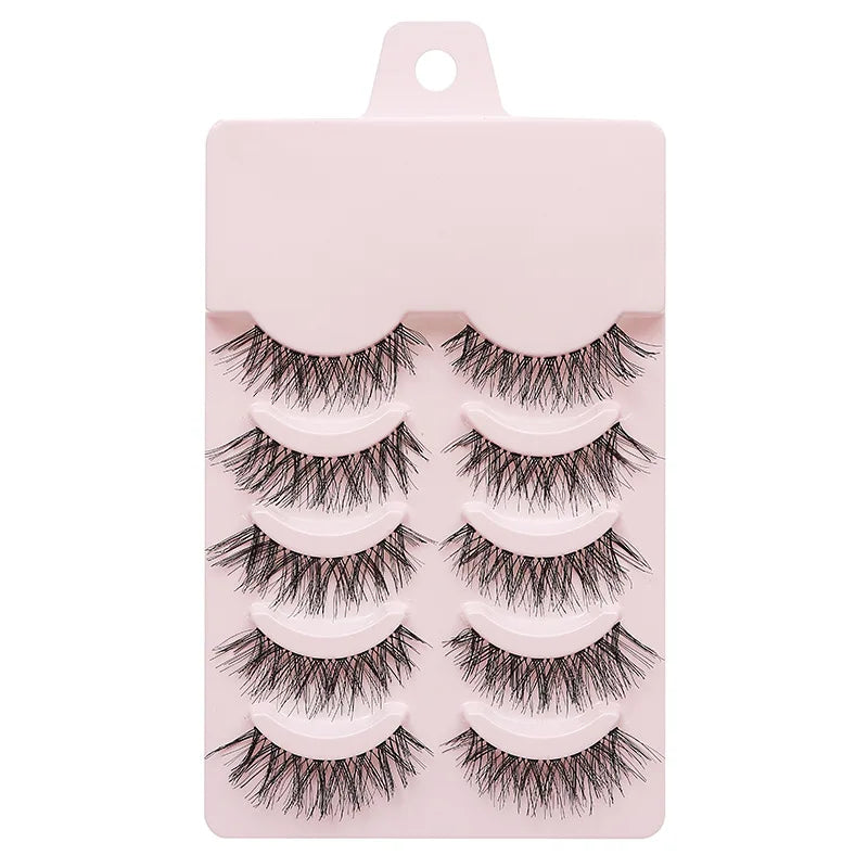Manga Lashes 5 Pairs Anime Cosplay Faux Mink Lashes Korean Natural short Full Strip Lashes Clear Band Soft Eyelash Extension Hot