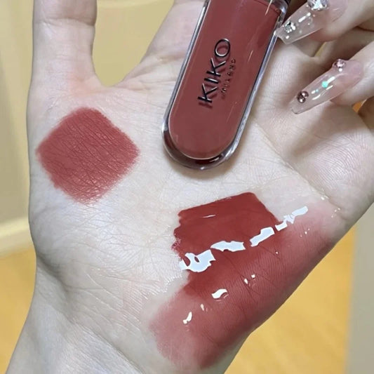 Double-Ended KIKO Lipstick & Lip Gloss – Non-Fading, Sexy Milk Tea Shades