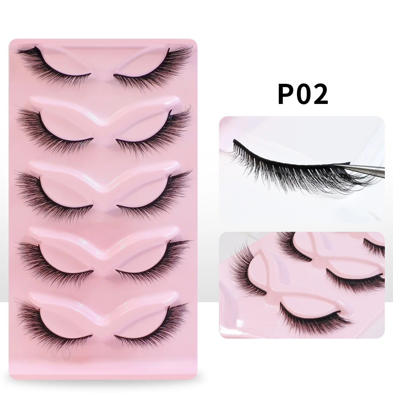 Cat Eye Lashes Natural Look Fox False Eyelashes Wispy & Lightweight Faux Mink Lashes for Doll Eye Makeup 5 Pairs/Pack