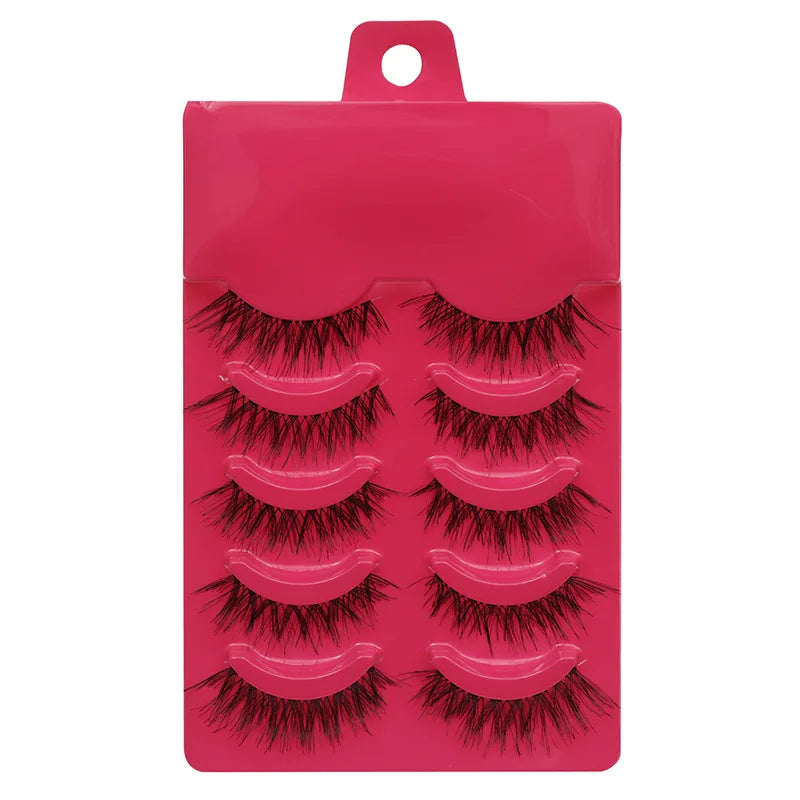 Manga Lashes 5 Pairs Anime Cosplay Faux Mink Lashes Korean Natural short Full Strip Lashes Clear Band Soft Eyelash Extension Hot