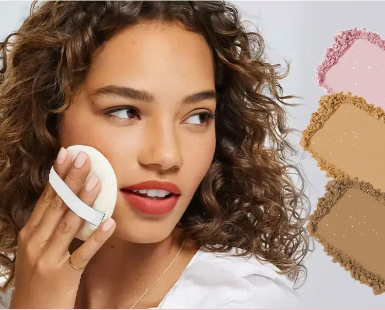 MLSIMLE 4 COLORS Natural Shimmer Pearl Setting Powder Contouring Highlighting Waterproof Sweat-proof Oil-control Makeup Powder