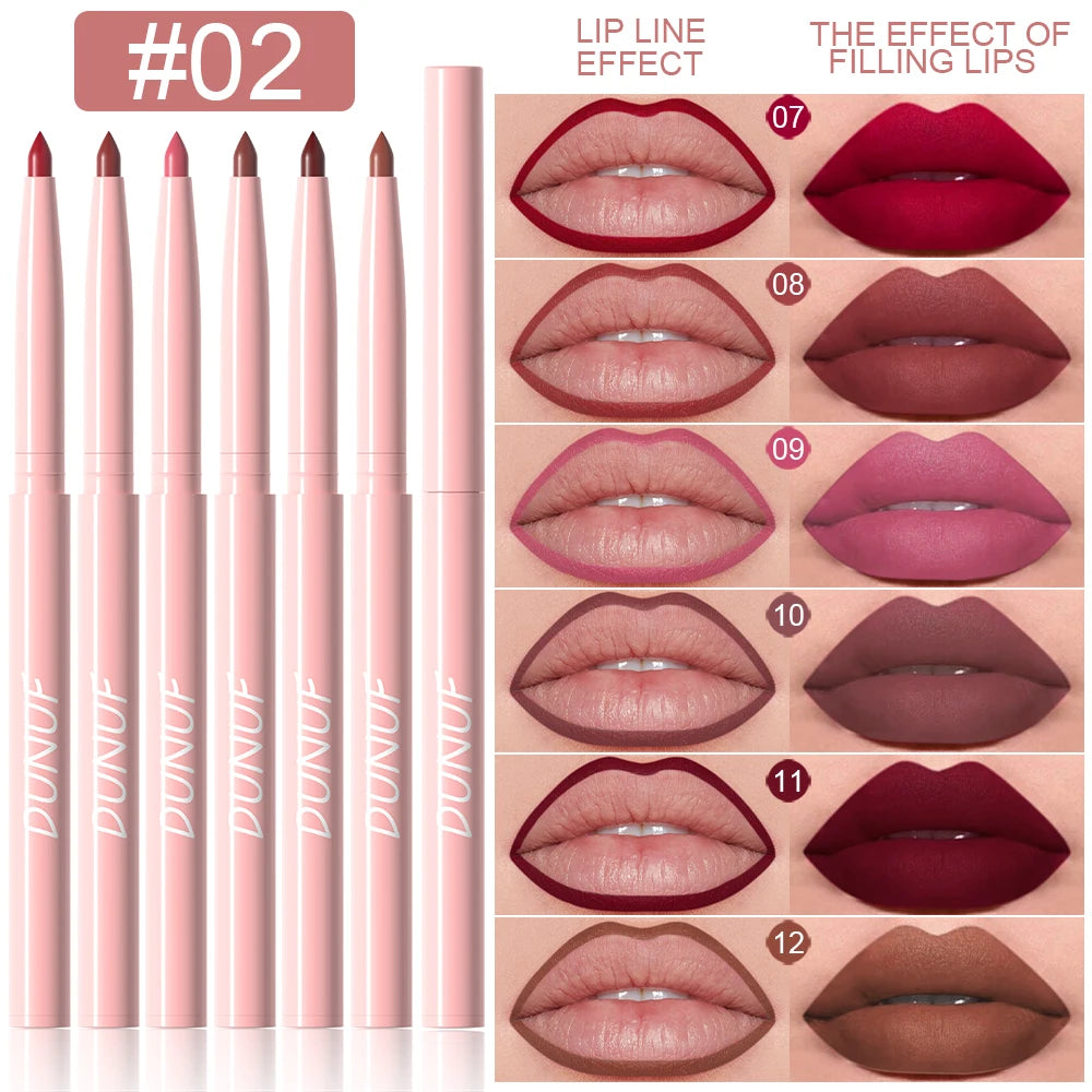 Matte Lip Liner Pencil Set (6 Colors) – Waterproof, Sweatproof & Easy Glide