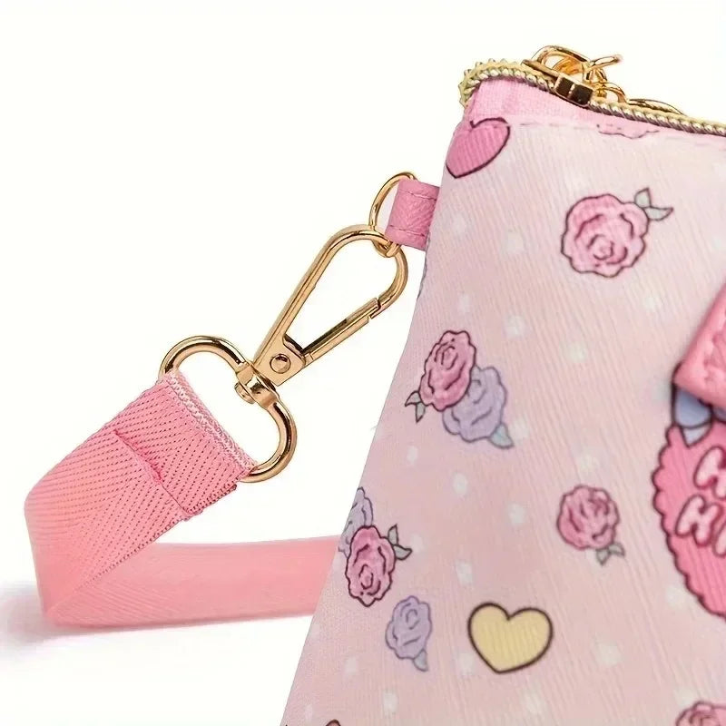 Fashion Hello kitty PU Leather girls' Cosmetic Bag Handbag Cute Large-capacity Woman Convenient Shopping Bag Crossbody