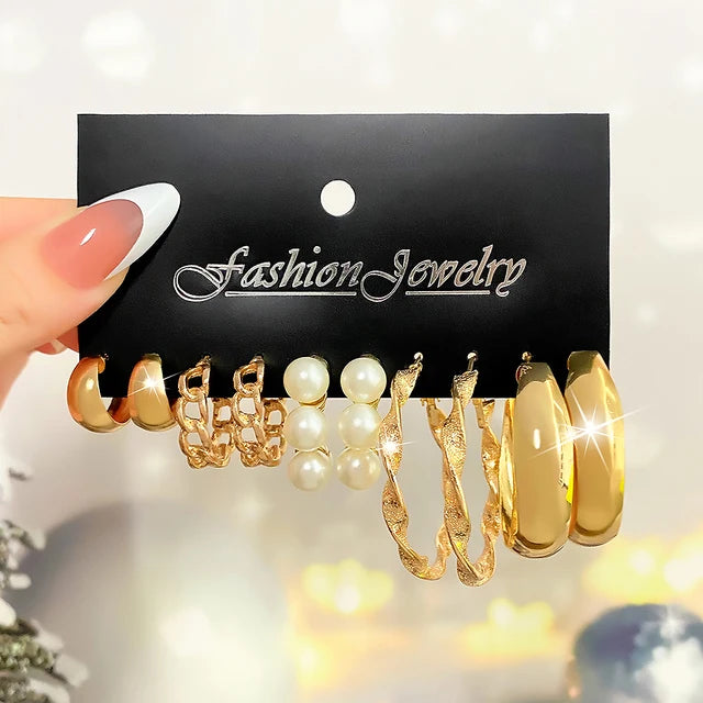 Fashion Gold Color Earrings Set Geometry Butterfly Pearl Earrings For Women Ear of wheat Simple Metal Round Party Jewelry 2022
