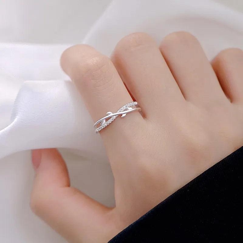 PANJBJ 925 Sterling Silver Pearl Irregular Ring for Women Shell Overlapping Hollow Sweet Design Jewelry Gift Dropshipping
