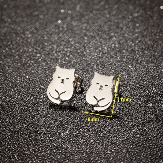 ovely Cat Earings Kitten Stainless Steel Studs for Girls Vivid Small Animal Kitty Jewelry Women Korean Pendientes Mujer
