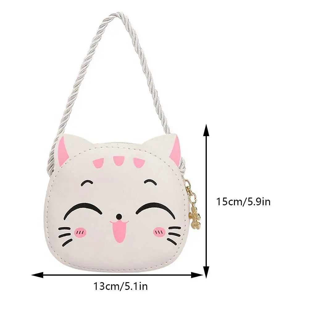 Girls Kawaii Satchel Bag Cartoon Cat Mini Shoulder Bag Casual Small Pouch Compact Kids Daily Bags