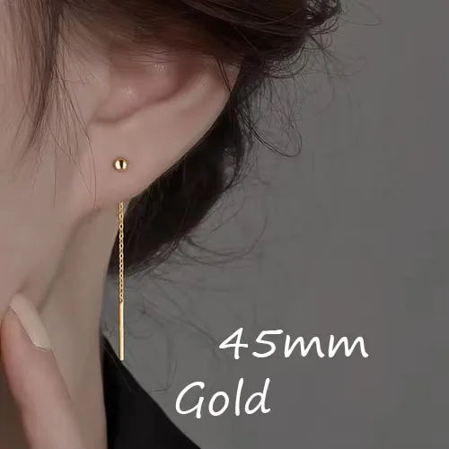 Fashion Dangle Earrings For Women Geometric Ball Long Tassel Chain Drop Silver Color Earring Minimalism Ear Line Kpop Jewelry