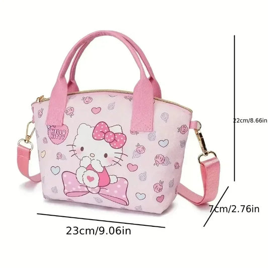 Fashion Hello kitty PU Leather girls' Cosmetic Bag Handbag Cute Large-capacity Woman Convenient Shopping Bag Crossbody