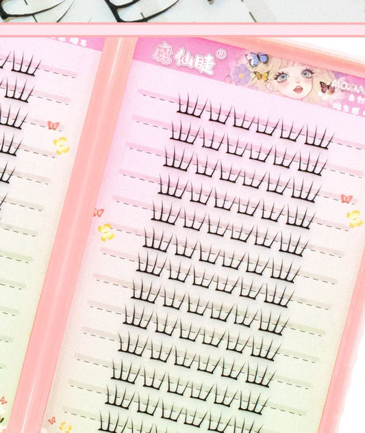 No Glue Need Individual Lash Clusters 28 Rows Self-adhesive False Eyelashes Book Korean U Shaped Natural Comic Lash Extension