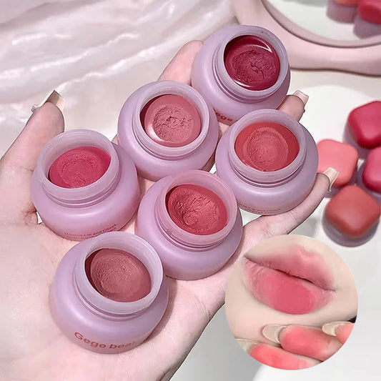 Matte Velvet Mist Cheek Lip Mud Natural Nude Multi-purpose Blush Orange Brown Solid Lip Gloss Tint Lasting Shading Korean Makeup