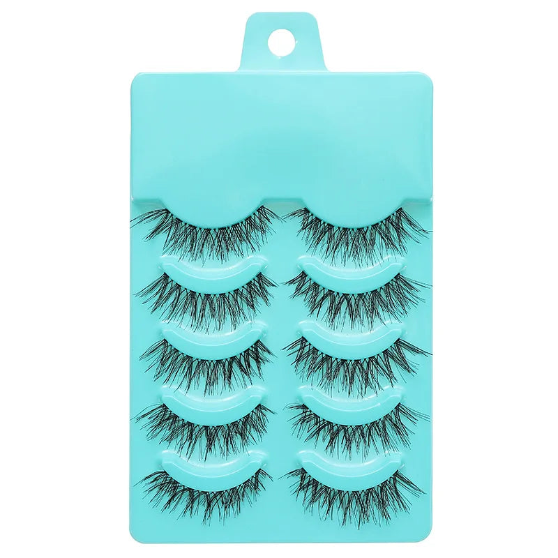 Manga Lashes 5 Pairs Anime Cosplay Faux Mink Lashes Korean Natural short Full Strip Lashes Clear Band Soft Eyelash Extension Hot