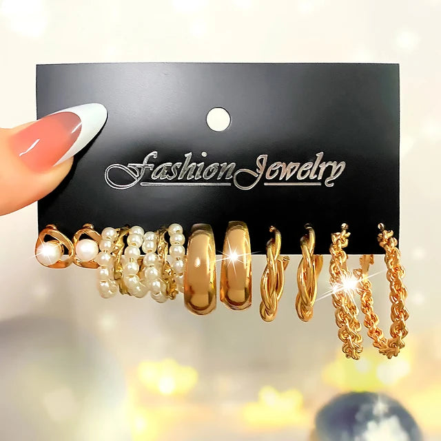 Fashion Gold Color Earrings Set Geometry Butterfly Pearl Earrings For Women Ear of wheat Simple Metal Round Party Jewelry 2022