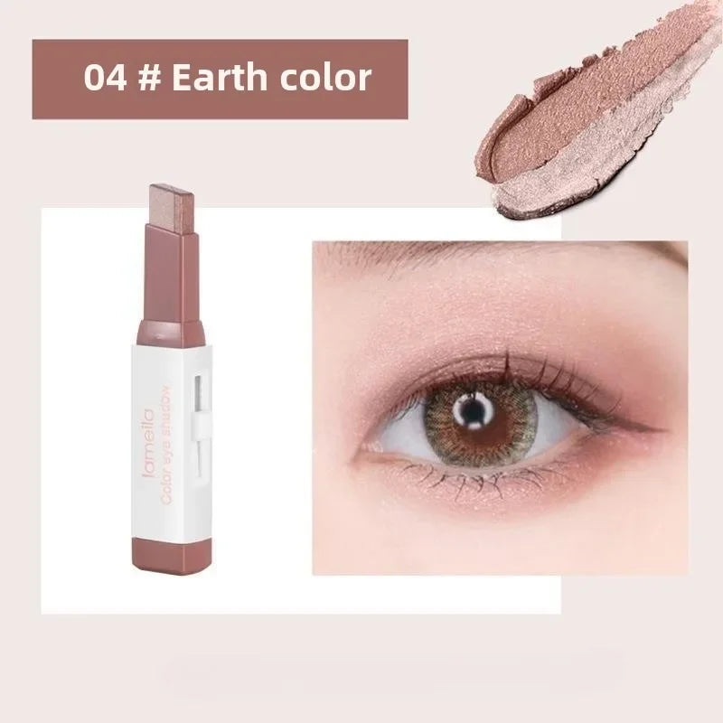 Two Color Gradient Pearly Highlighter Eye Shadow Stick Three Dimensional Natural Without Taking Off Waterproof eyes Makeup girl