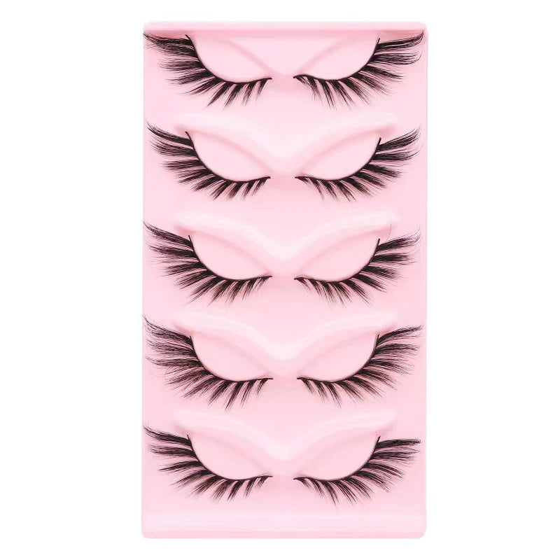 Manga Lashes 5 Pairs Anime Cosplay Faux Mink Lashes Korean Natural short Full Strip Lashes Clear Band Soft Eyelash Extension Hot
