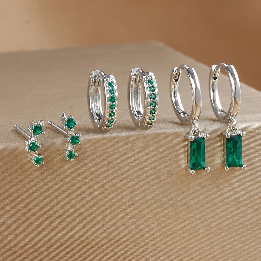 3 Pairs Exquisite Zircon Little Huggies Hoop Earrings Set for Women Stainless Steel Unique Cartilage Earring Piercing Jewelry