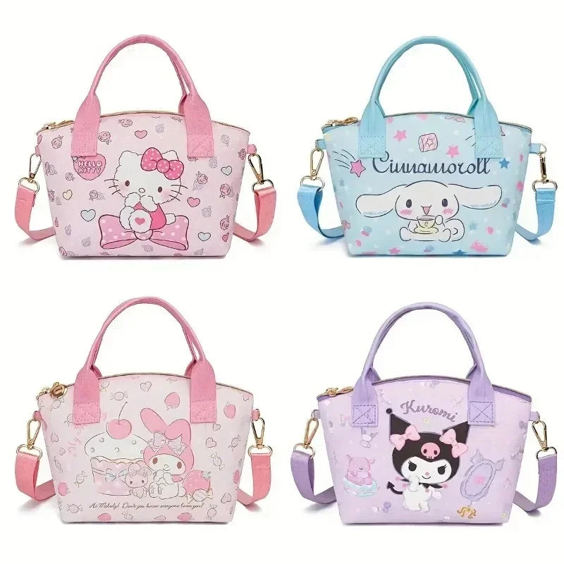 Fashion Hello kitty PU Leather girls' Cosmetic Bag Handbag Cute Large-capacity Woman Convenient Shopping Bag Crossbody
