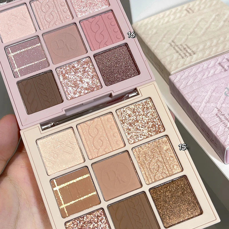 9-Color Eye Shadow Palette Glitter Pearly Eyeshadow Palette Nude Long Lasting Korean Charming Eyes Make Up Palette Cosmetics