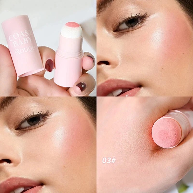 Soft Fog Blush Stick - Energetic Bouncy, Korean Style, Brightening, Dual-use For Lips And Cheeks, Natural Color Vitality Girl