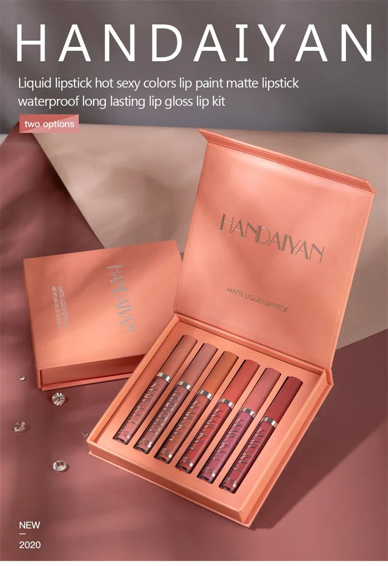 HANDAIYAN Matte Lipstick Set – 1/6 PCS Waterproof, Long Lasting & Non-Stick