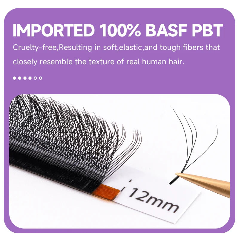 JASBLUE 4D W Shaped Eyelash Extension Premade Fans Natural Soft Light Individual Lashes 12 Lows False Eyelash CD Curl