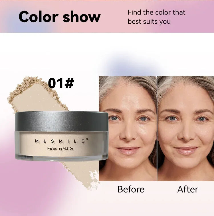 MLSIMLE 4 COLORS Natural Shimmer Pearl Setting Powder Contouring Highlighting Waterproof Sweat-proof Oil-control Makeup Powder