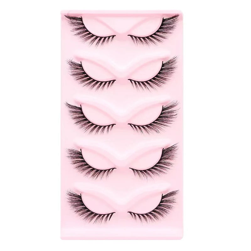 Manga Lashes 5 Pairs Anime Cosplay Faux Mink Lashes Korean Natural short Full Strip Lashes Clear Band Soft Eyelash Extension Hot