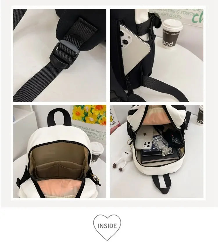 Cat Cartoon Dual-Shoulder Backpack for Girls Primary And Middle School Students Nylon Material Bookbag Easy to Carry