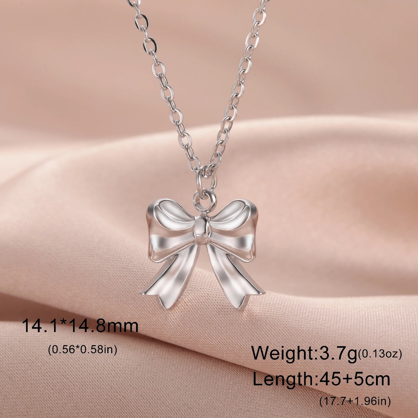 Unift Romantic Bowknot Necklace for Women Stainless Steel Pendant Jewelry Kpop Fashion Wedding Korean Bow Choker Neck Chain Gift