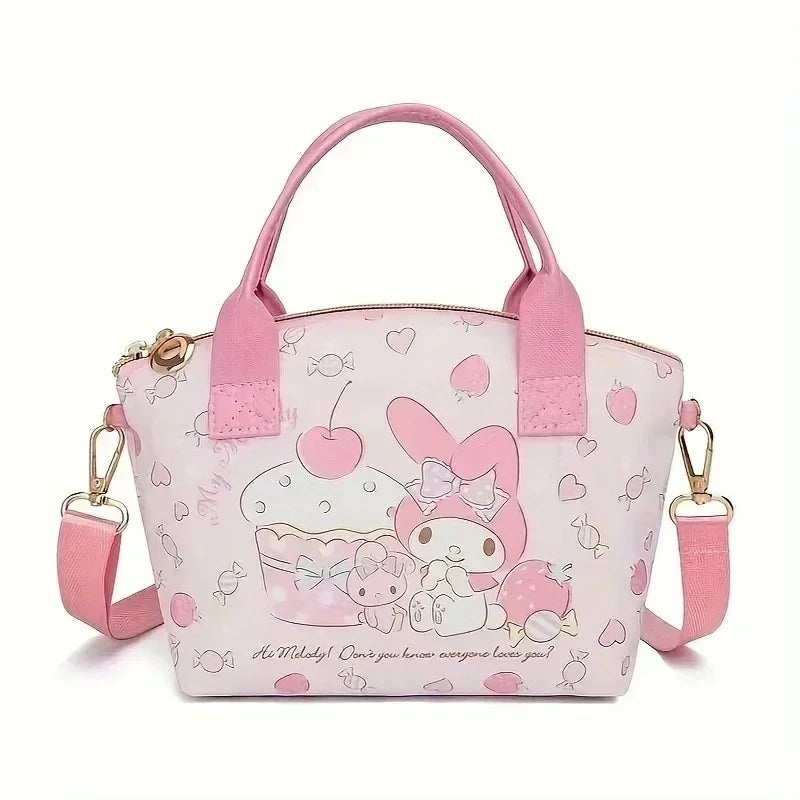 Fashion Hello kitty PU Leather girls' Cosmetic Bag Handbag Cute Large-capacity Woman Convenient Shopping Bag Crossbody
