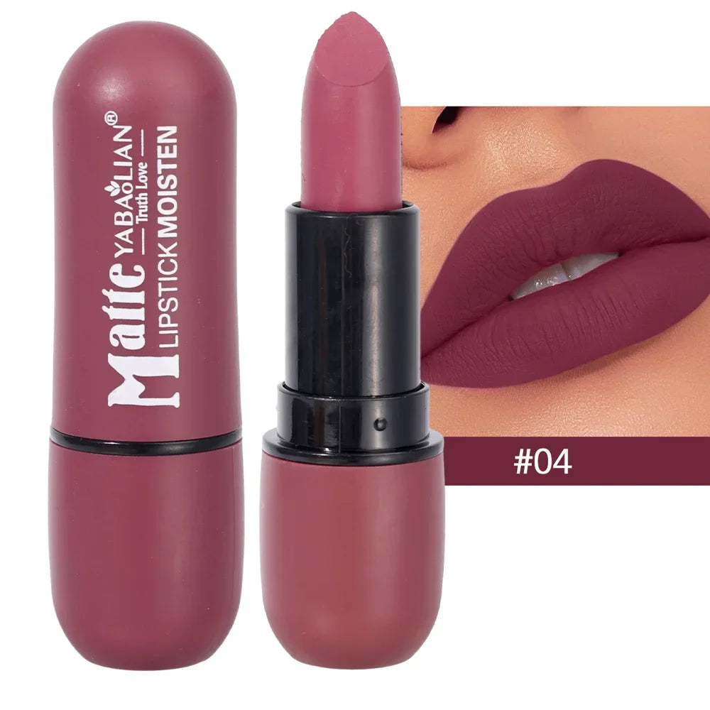 Velvet Nude Lipstick 6 Colors Matte Waterproof Moisturizing Lasting Sexy Red Lip Non-Stick Cup Makeup Lips Tint Cosmetics Beauty