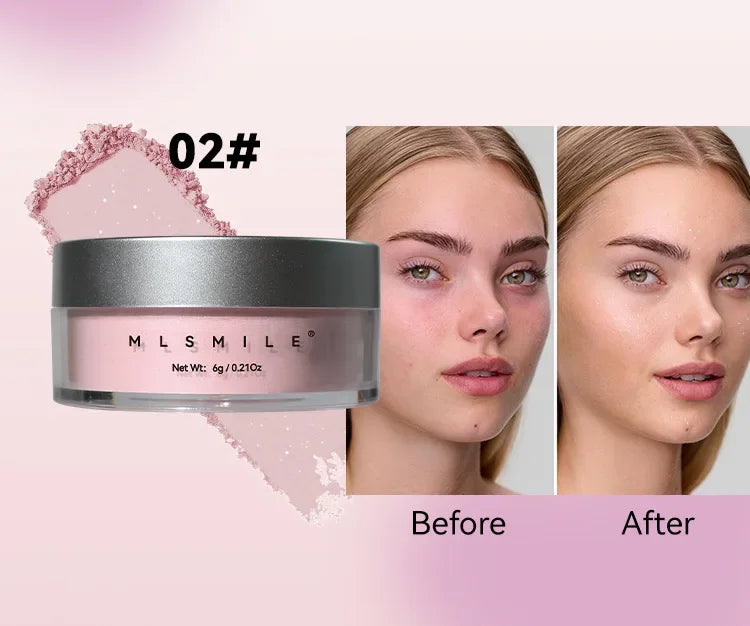 MLSIMLE 4 COLORS Natural Shimmer Pearl Setting Powder Contouring Highlighting Waterproof Sweat-proof Oil-control Makeup Powder