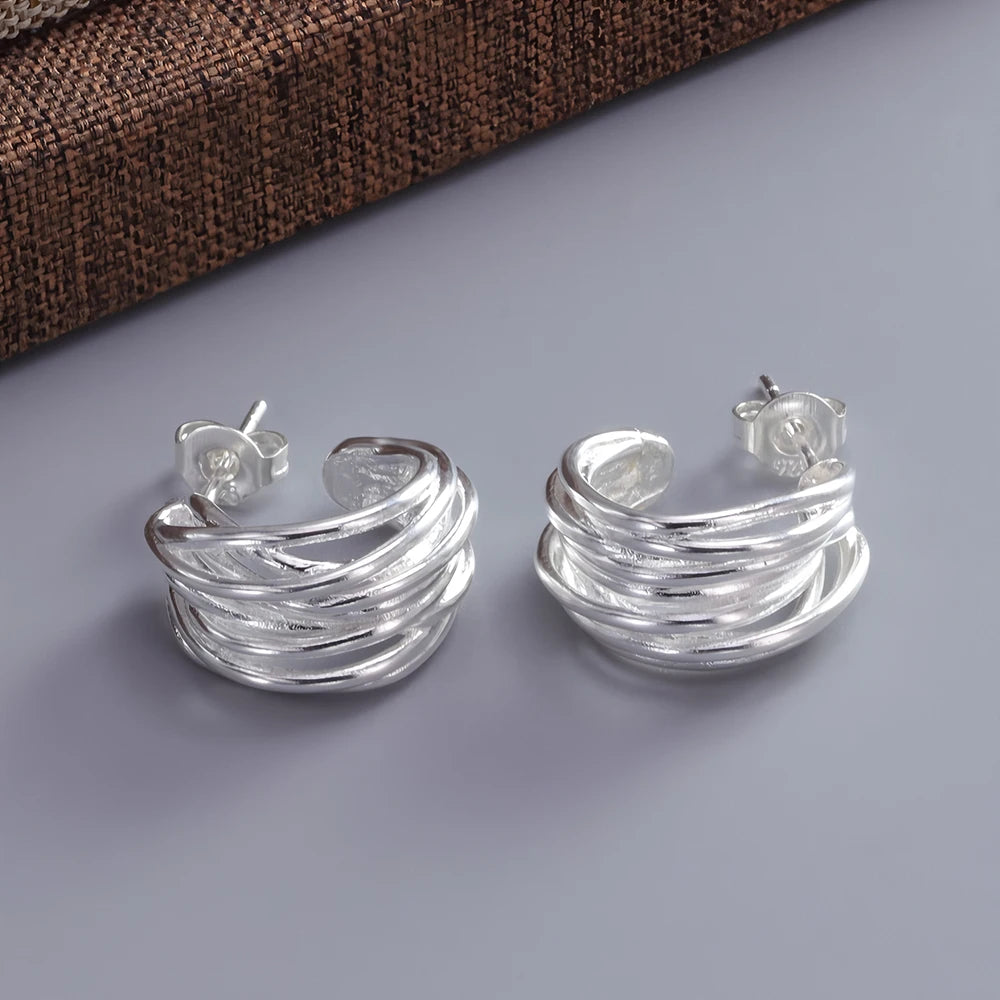 VENTFILLE 925 Sterling Silver Star & Moon Hoop Earrings for Women