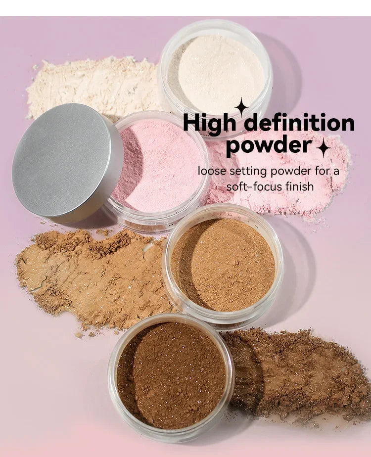 MLSIMLE 4 COLORS Natural Shimmer Pearl Setting Powder Contouring Highlighting Waterproof Sweat-proof Oil-control Makeup Powder