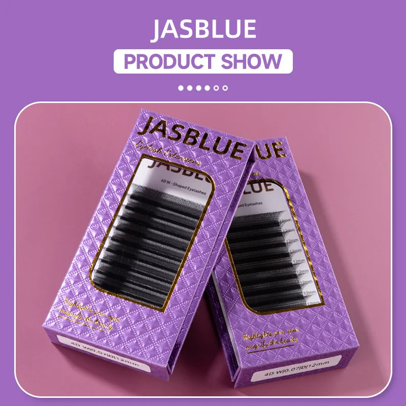 JASBLUE 4D W Shaped Eyelash Extension Premade Fans Natural Soft Light Individual Lashes 12 Lows False Eyelash CD Curl