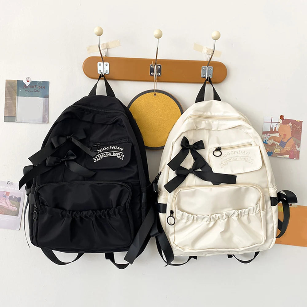 Waterproof Large-capacity Fashion Women Backpack White School Bags For Teenage Girls Canvas Casual Daypack Bag Travel Backbag