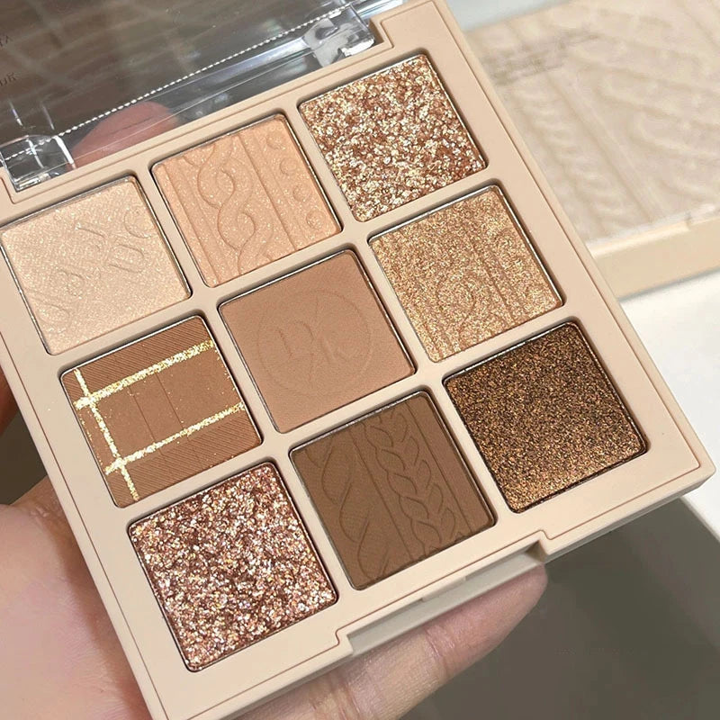 9-Color Eye Shadow Palette Glitter Pearly Eyeshadow Palette Nude Long Lasting Korean Charming Eyes Make Up Palette Cosmetics