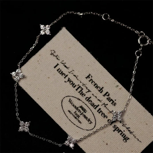 2025 New Crystal Flower Stainless Steel Bracelet Women Fashion Personality Korean Bracelet Jewelry Accessories Anniversary Gift