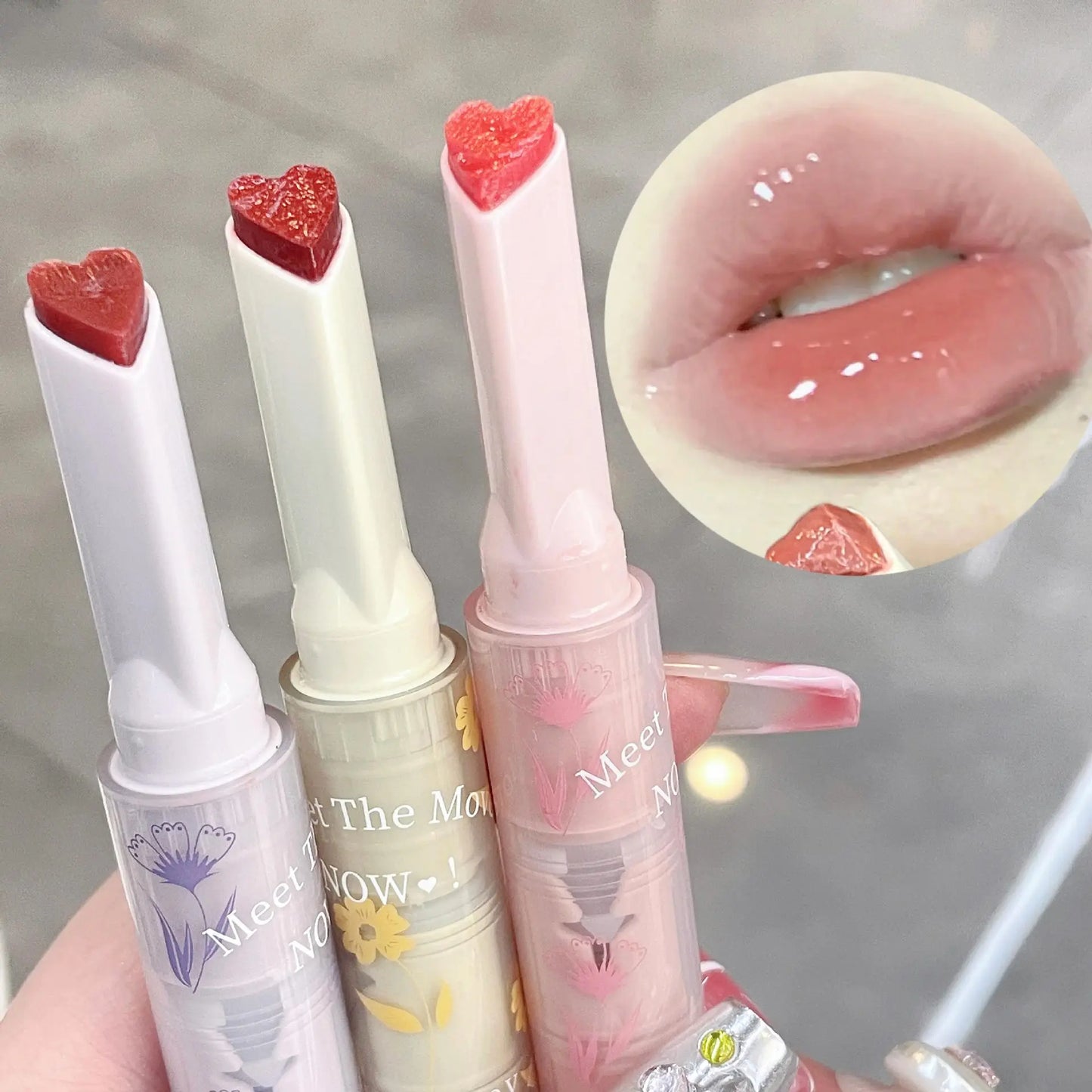 Water-Light Glitter Lip Tint Pen – Long Lasting & Moisturizing Heart-Shaped Lipstick