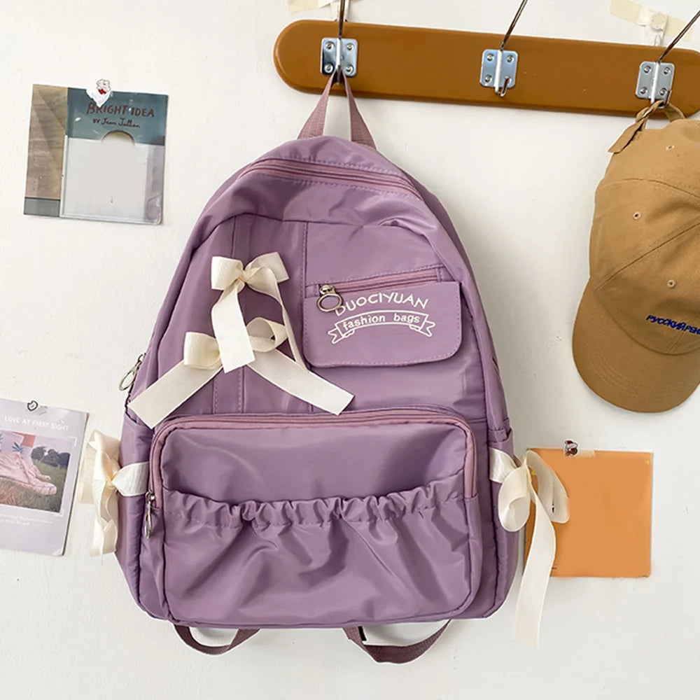 Waterproof Large-capacity Fashion Women Backpack White School Bags For Teenage Girls Canvas Casual Daypack Bag Travel Backbag