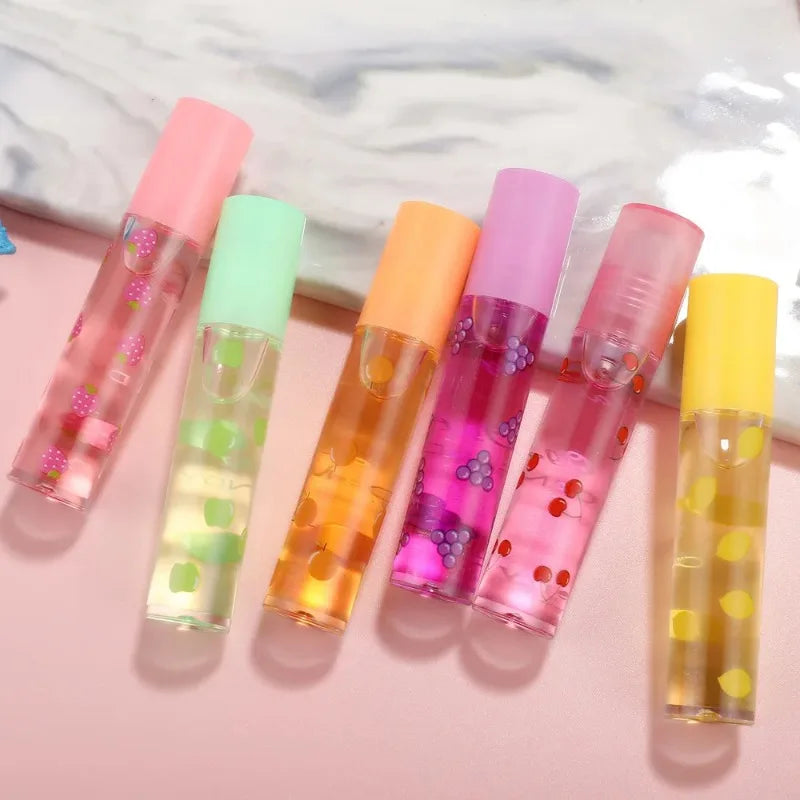 Hot Sale Colorless Lip gloss Clear Sexy Cute Fruit Lip Balm Liquid Lipstick Waterproof Moisturizing Plumper lip Oil Makeup Tools