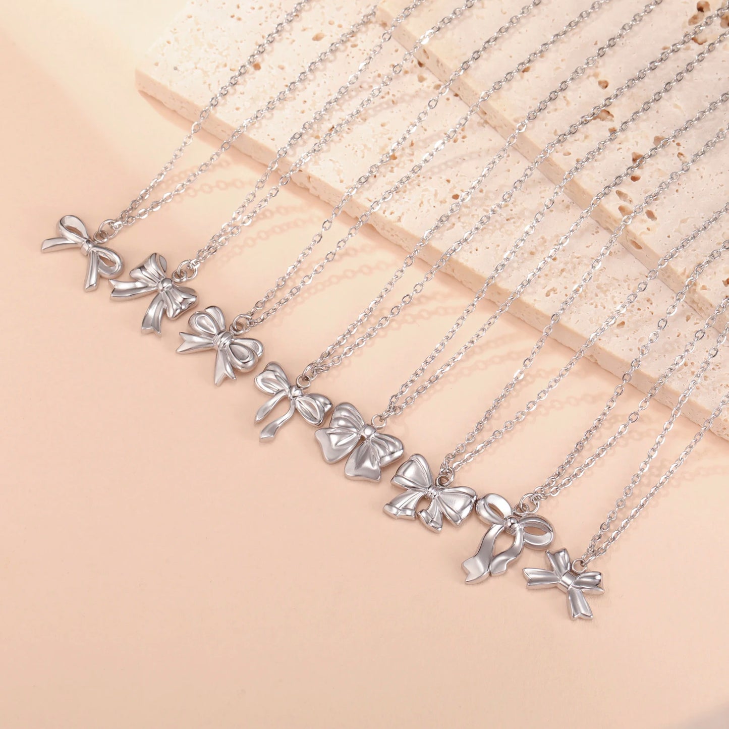 Romantic Bowknot Necklace – Korean Kpop Stainless Steel Choker for Women