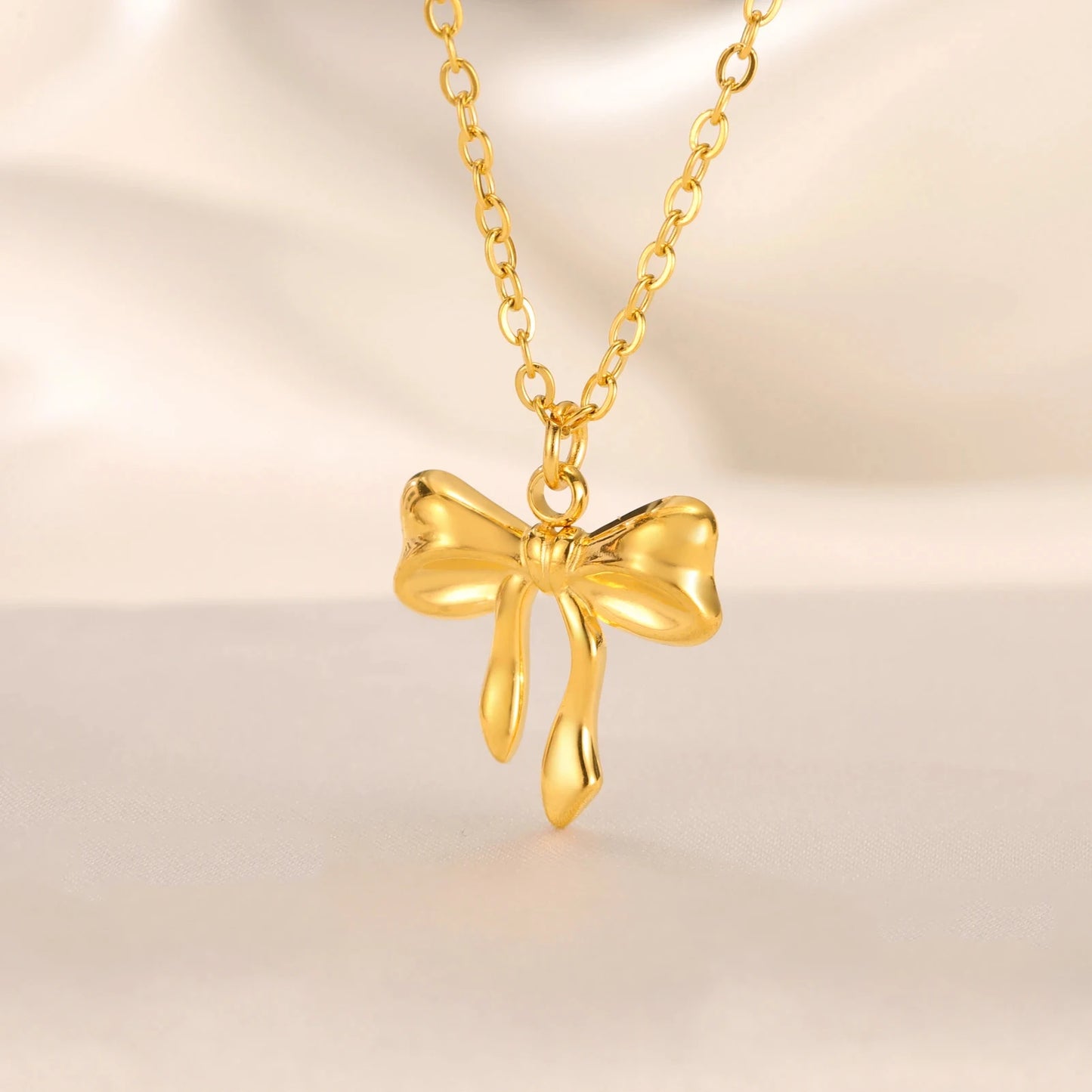 Romantic Bowknot Necklace – Korean Kpop Stainless Steel Choker for Women