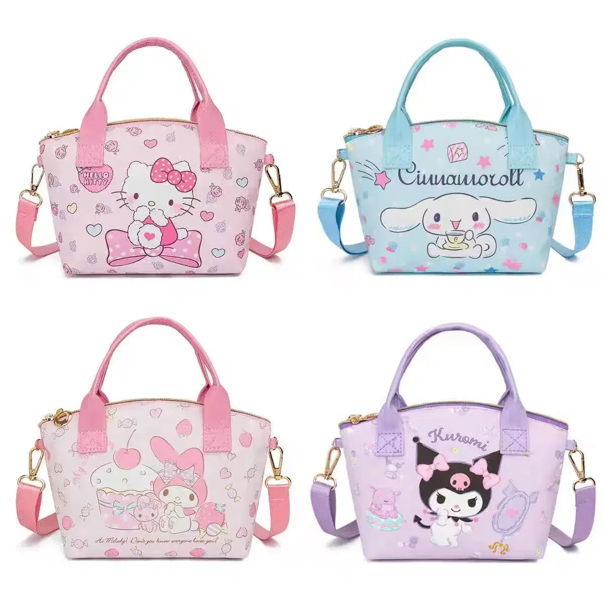 Fashion Hello kitty PU Leather girls' Cosmetic Bag Handbag Cute Large-capacity Woman Convenient Shopping Bag Crossbody