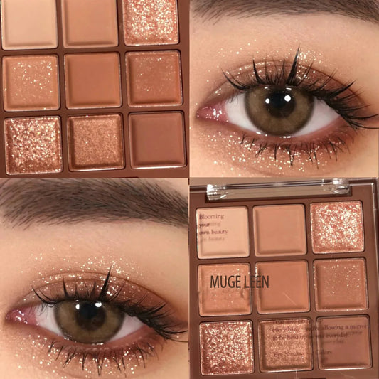 Nine-color chocolate eye shadow plate earth color pearlescent matte glitter fine without makeup