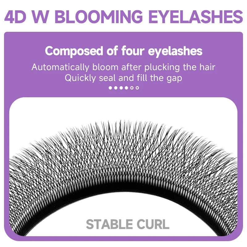 JASBLUE 4D W Shaped Eyelash Extension Premade Fans Natural Soft Light Individual Lashes 12 Lows False Eyelash CD Curl