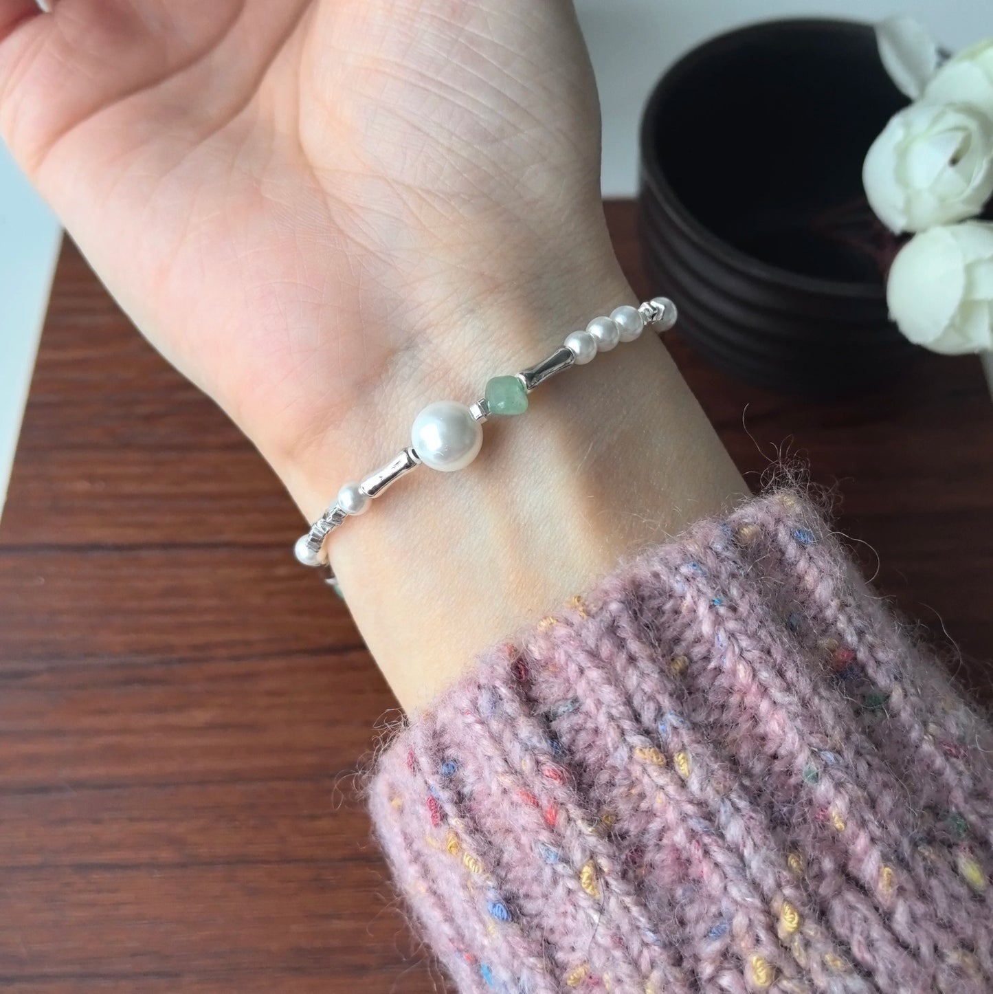 925 Sterling Silver Bracelet Bangle Simple Green Leaf Elegant Nature For Woman Girl Fashion Jewelry Gift Dropship Wholesale
