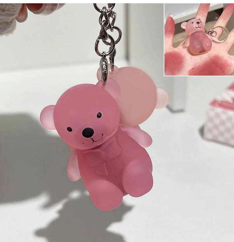 Cute Bear Keychain Velvet Mist Lip Glaze Waterproof Lasting Matte Lipstick Orange Lips Tint Women Dupes Korean Makeup Cosmetic