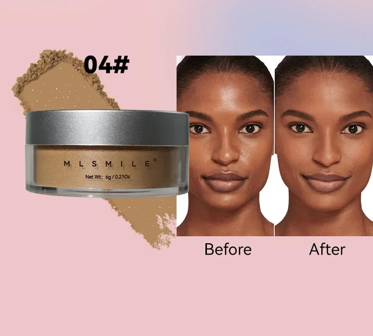 MLSIMLE 4 COLORS Natural Shimmer Pearl Setting Powder Contouring Highlighting Waterproof Sweat-proof Oil-control Makeup Powder